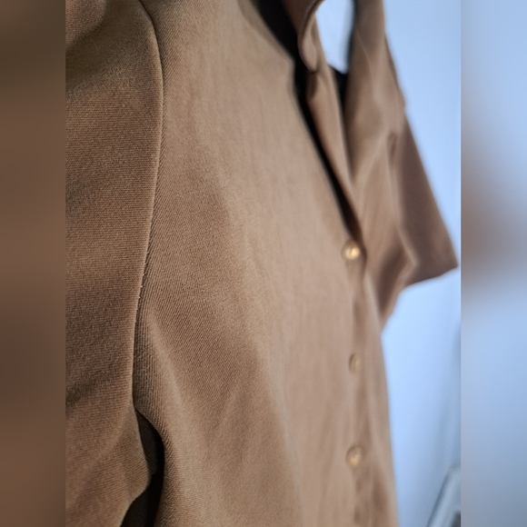Accomplice Faux Sude Button up Tan Shirt - Picture 4 of 6